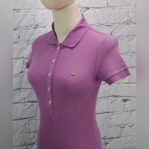 Lacoste Women's Polo Shirt Purple Lilac Pique Cotton Size 34 / XXS 2 US